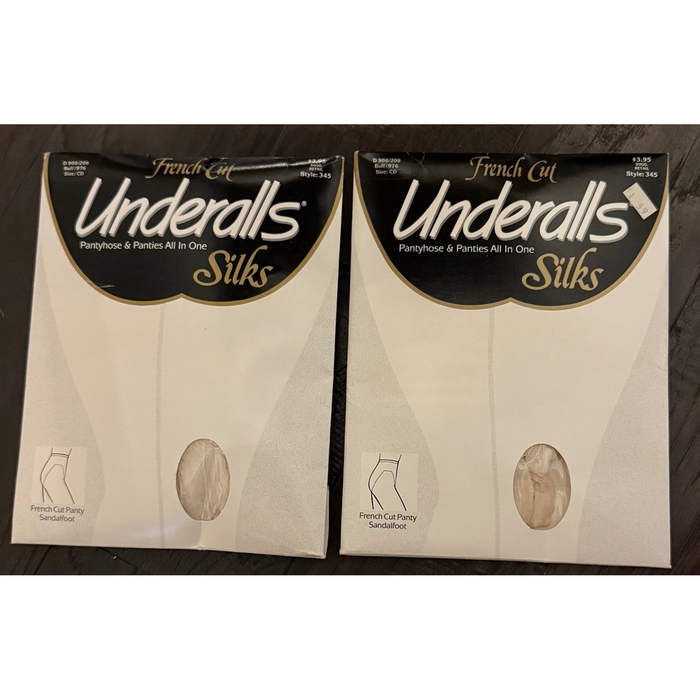 Underalls Womens Size CD Pantyhose 2pk Buff Silks French Cut Vintage 345 NEW